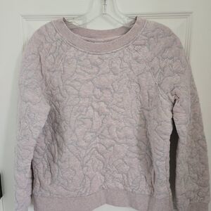 Prana Quilted Crewneck Sweatshirt in Light Pink And Grey, Cozy, Subtle, Neutral